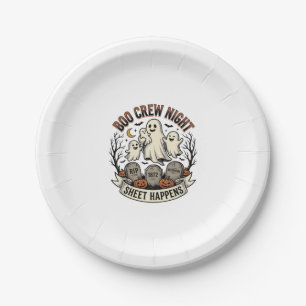 Assiettes En Carton Chemise de fête Vintage Ghost Halloween Boo Crew S