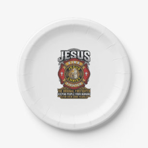 Assiettes En Carton Chemise de foi chrétienne vintage Jésus pompier