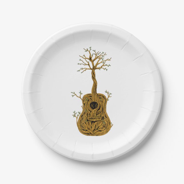 Assiettes En Carton Chemise de guitare acoustique Arbre de vie Joueur  (Devant)
