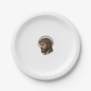 Assiettes En Carton Chemise de portrait de couronne d'épines gravée vi
