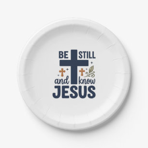 Assiettes En Carton Chemise de typographie chrétienne « Be Still and K