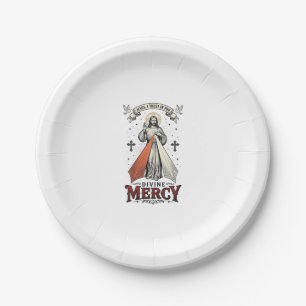 Assiettes En Carton Chemise vintage Divine Miséricorde Jésus je me fie