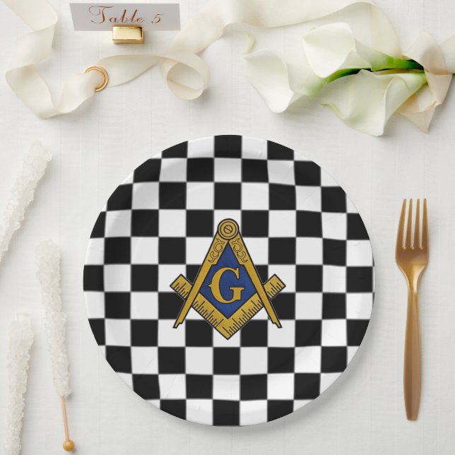 Assiettes En Carton Chèques maçonniques Freemasons Carré et Compass (Mariage)