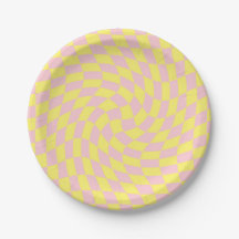 Chèques Retro Pastel Jaune en damier dépoli