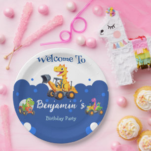 Assiettes En Carton Cher Dinosaure tracteur creuser ballon camion Anni