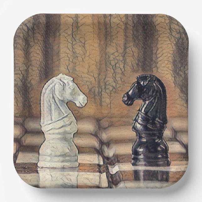 Assiettes En Carton Chess Knights Chess Board (Recto)