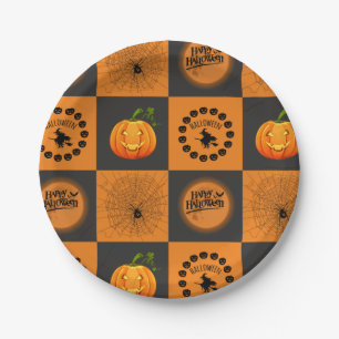Assiettes En Carton Chessboard d'Halloween
