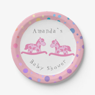 Assiettes En Carton Cheval à rocher Twin Girl Baby shower Party