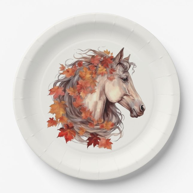 Assiettes En Carton Cheval Automne Élégant Moderne Equestre Thanksgivi (Devant)