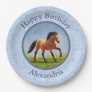 Assiettes En Carton Cheval Buckskin courant bleu clair