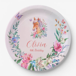 ASSIETTES EN CARTON CHEVAL DE FLEURS B1