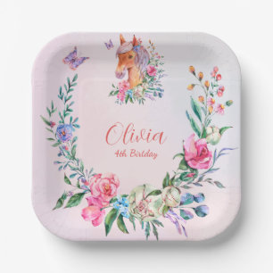 ASSIETTES EN CARTON CHEVAL DE FLEURS B1