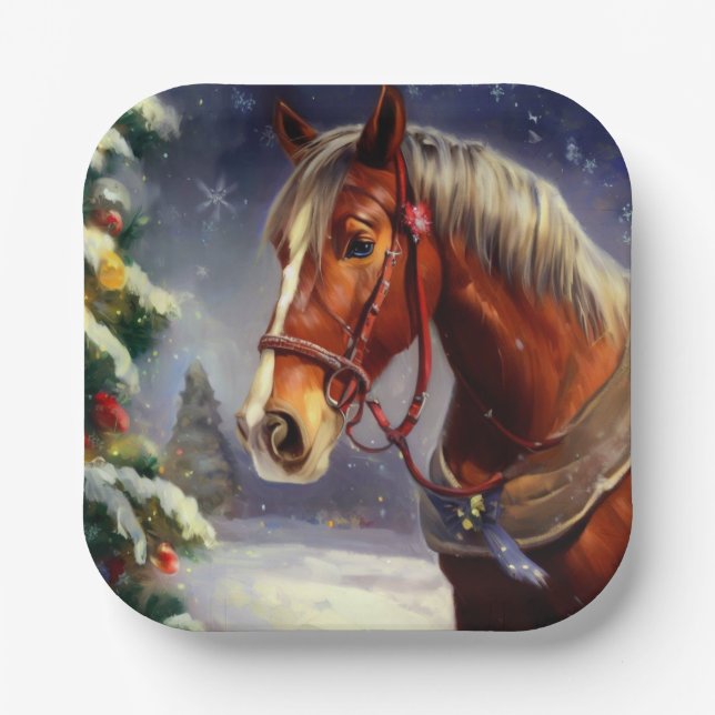 Assiettes En Carton Cheval de Noël 1 (Recto)