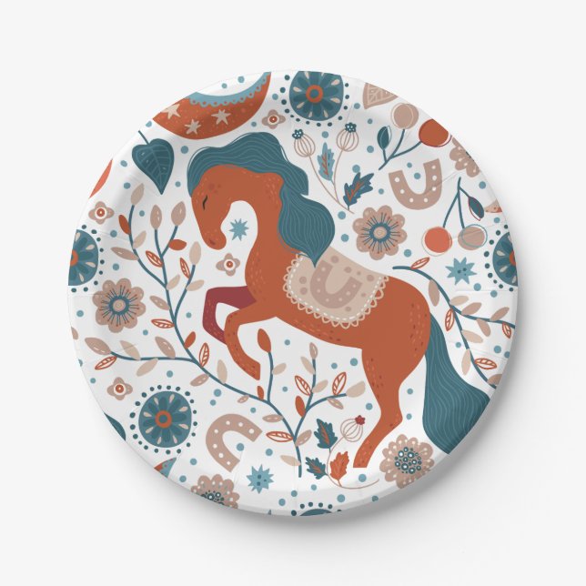 Assiettes En Carton Cheval scandinave mignon (Devant)