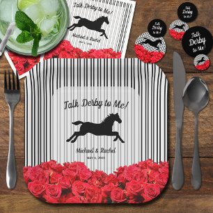 Assiettes En Carton Cheval Silhouette Red Roses Derby Party