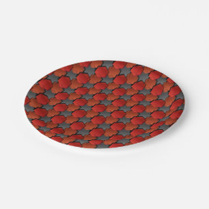 Assiettes En Carton Chevauchement d'hexagones rouges et "étoile grise"