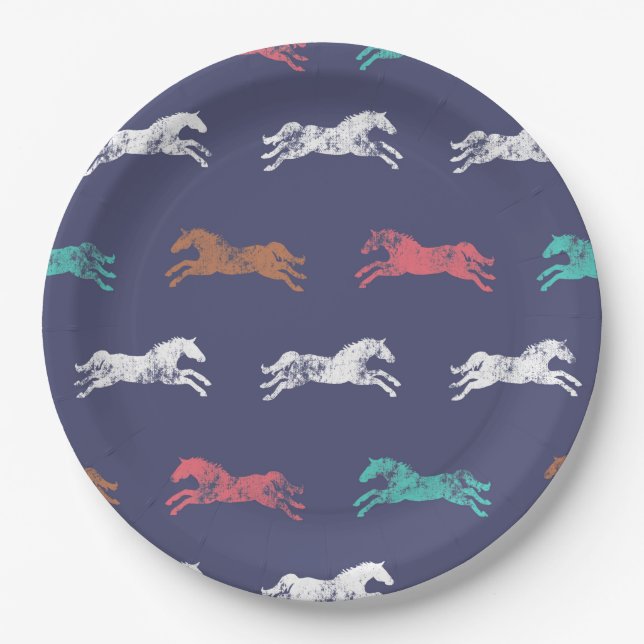 Assiettes En Carton Chevaux équestres classiques multicolores (Devant)