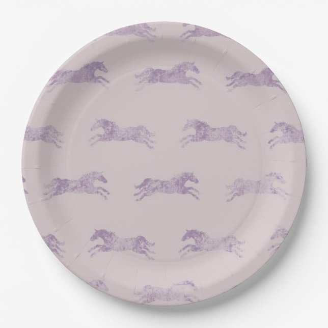 Assiettes En Carton Chevaux équestres classiques violets (Devant)