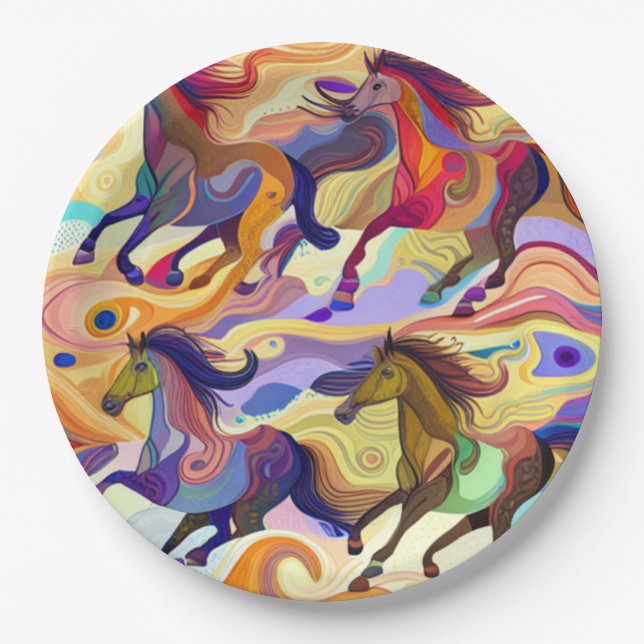 Assiettes En Carton Chevaux sauvages (Devant)