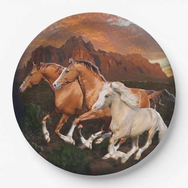 Assiettes En Carton Chevaux sauvages (Devant)