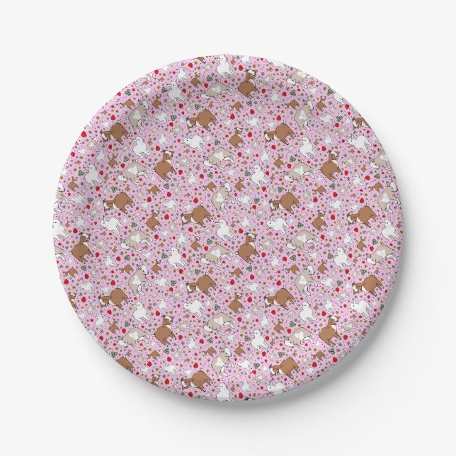 Assiettes En Carton Chèvres en rose (Devant)