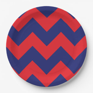 Assiettes En Carton Chevron Marine bleu et rouge N'importe quel ty