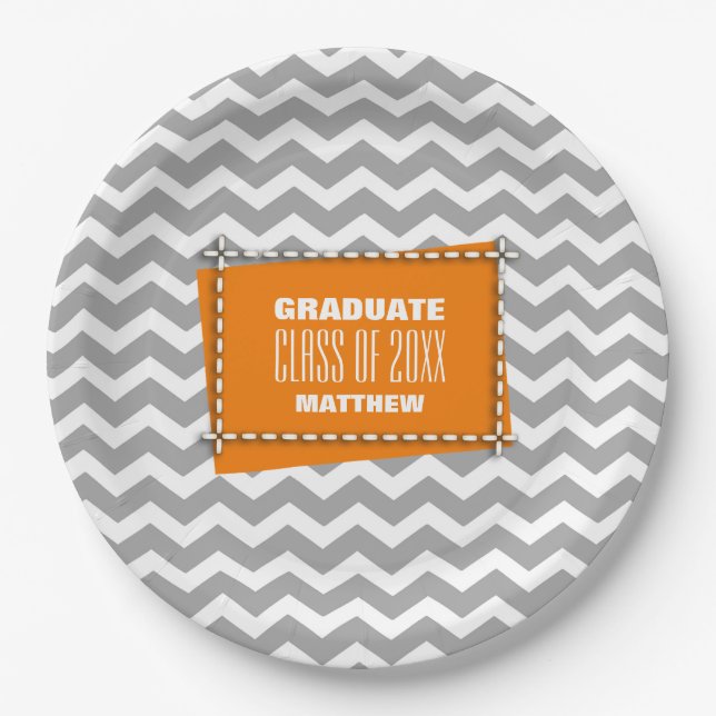 Assiettes En Carton Chevron Motif Graduation Party (Devant)