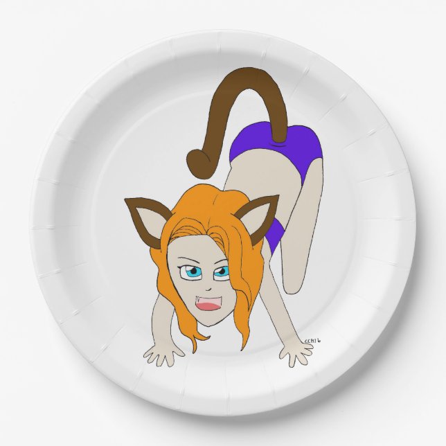 Assiettes En Carton chibi catgirl (Devant)