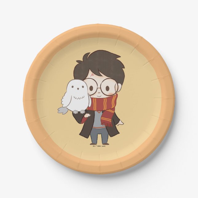 Assiettes En Carton Chibi HARRY POTTER™ & Hedwig (Devant)