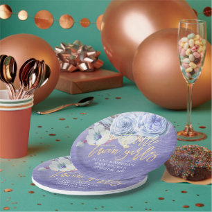 Assiettes En Carton Chic Baby shower Sweet Little Twin Girls