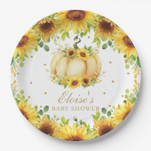 Assiettes En Carton Chic Citrouille Sunflower Baby shower fête d'anniv