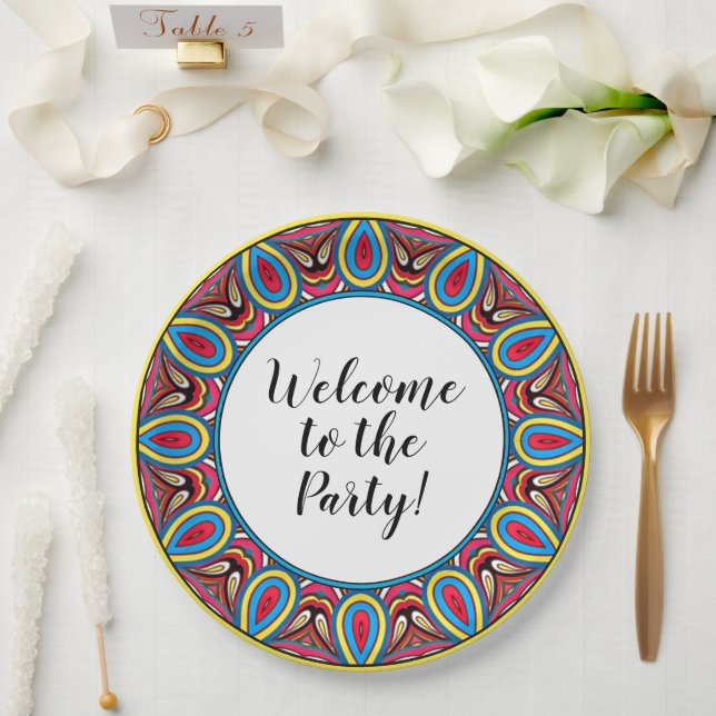 Assiettes En Carton Chic Custom Star Mosaic Kaleidoscope Art Motif (Mariage)