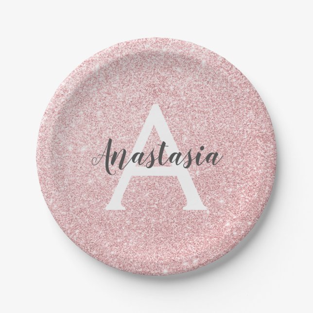 Assiettes En Carton Chic et tendance Rose Parties scintillant or étinc (Devant)