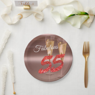 Assiettes En Carton Chic Fabulous à 55 Anniversaire Coral Parties scin