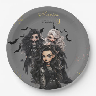Assiettes En Carton Chic glam gothique effrayant fille fête d'annivers