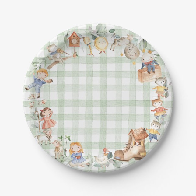 Assiettes En Carton Chic Green Nursery Rhyme Green Genre Neutre (Devant)