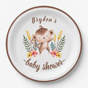 Assiettes En Carton Chic Jungle Animaux Verdure Baby shower neutre
