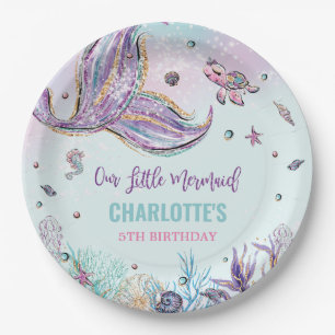 Assiettes En Carton Chic Mermaid Queue sous la mer