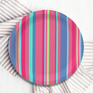 Assiettes En Carton Chic moderne fille Motif de bande de bonbons