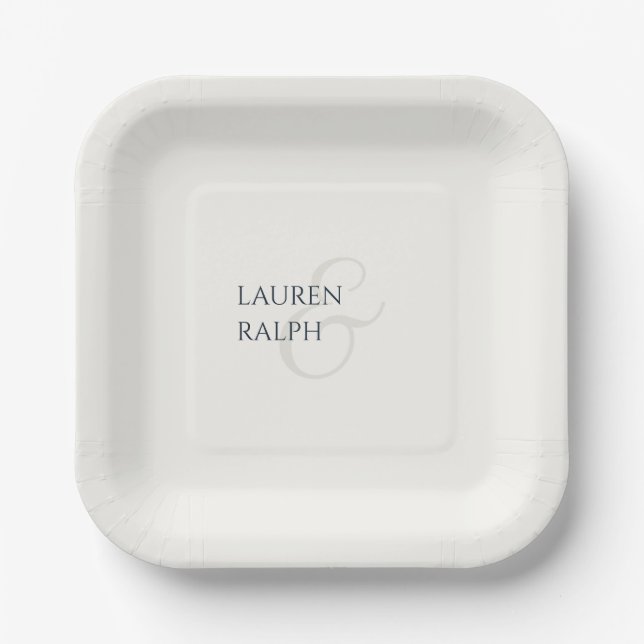 Assiettes En Carton Chic noir et ivoire Couple Monogramme (Recto)