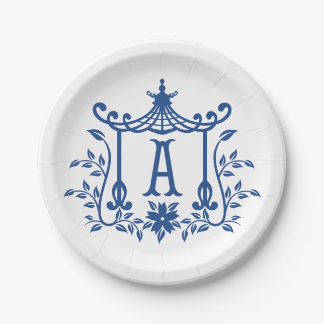 Assiettes En Carton Chic Pagode Monogramme A (Devant)