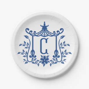Assiettes En Carton Chic Pagode Monogramme C Plaque en papier