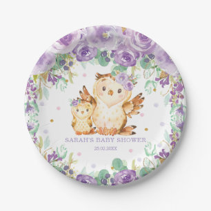 Assiettes En Carton Chic Purple Chou Floral Baby shower fille