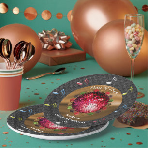 Assiettes En Carton Chic Red Disco Ball Diplôme Amusant