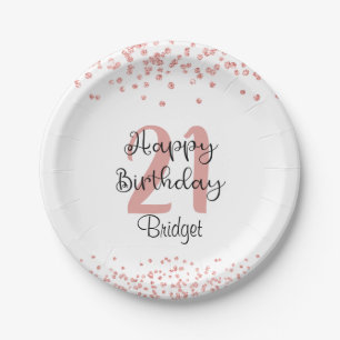 Assiettes En Carton Chic Rose Gold Parties scintillant HAPPY 21ème ann