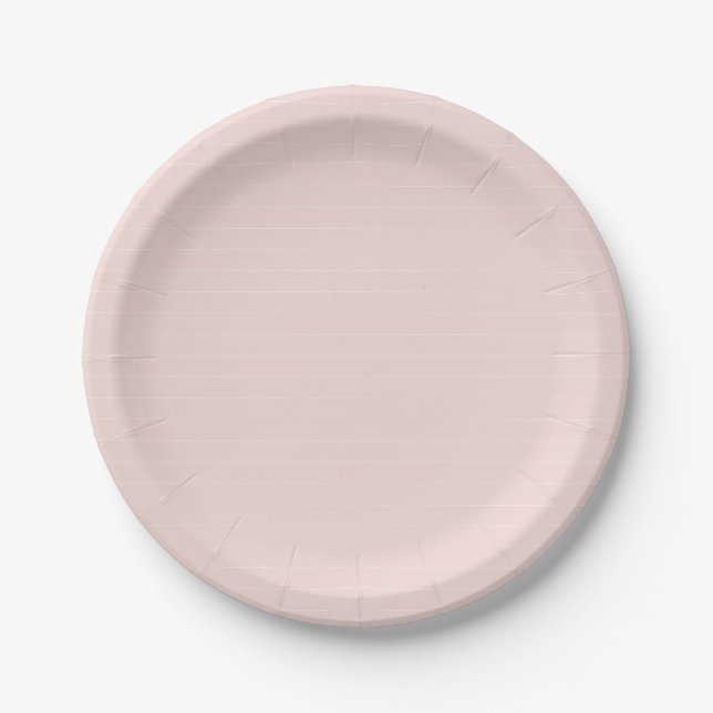 Assiettes En Carton Chic rose pâle blanc fin mince horizontal Rayures  (Devant)