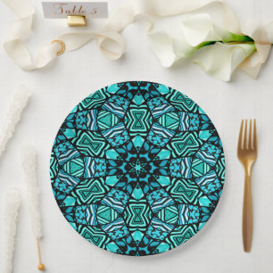 Assiettes En Carton Chic Turquoise Turquoise Retro Oriental Mosaic Mot