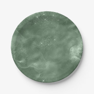 Assiettes En Carton Chic Watercolor Sage Green Party