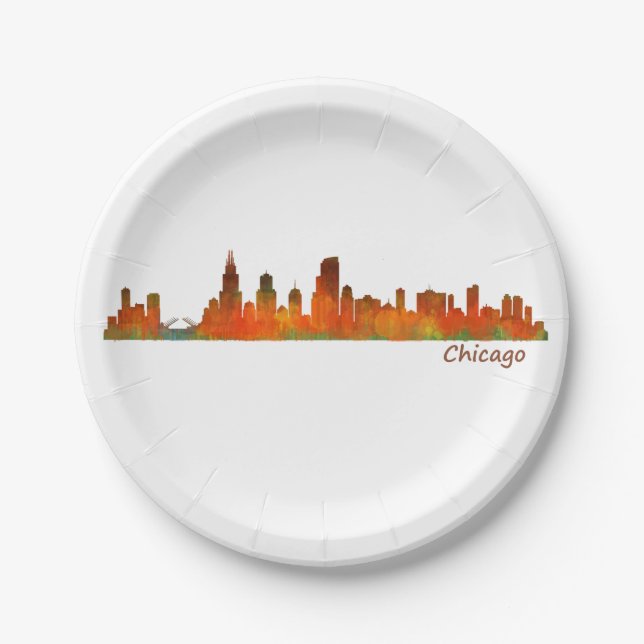 Assiettes En Carton Chicago Illinois US ville skyline v01 (Devant)