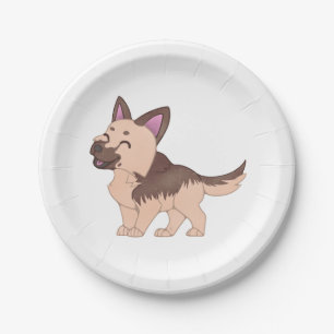 Assiettes En Carton Chien berger allemand de Kawaii